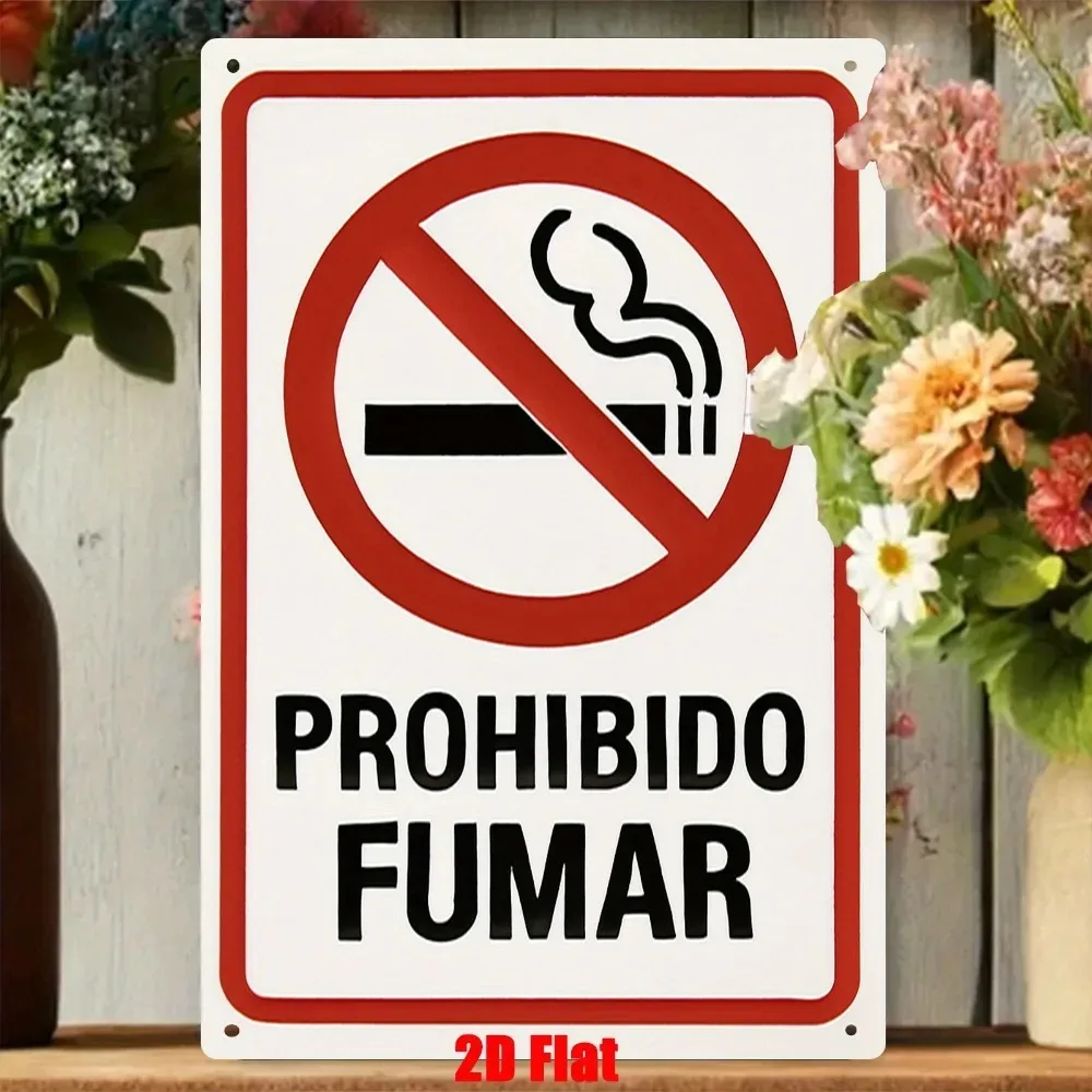 2D Flat Metal Wall Art, No-Smoking Sign for Public Places, Aluminum Plaque 20x30 cm
