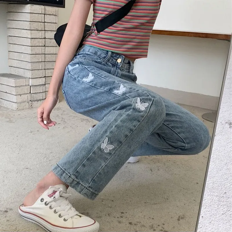 Plus Size Jeans Casual Straight Loose Wide Leg Pants Korean Fashion High Waist Vintage Denim Trousers 2023 Harajuku Streetwear