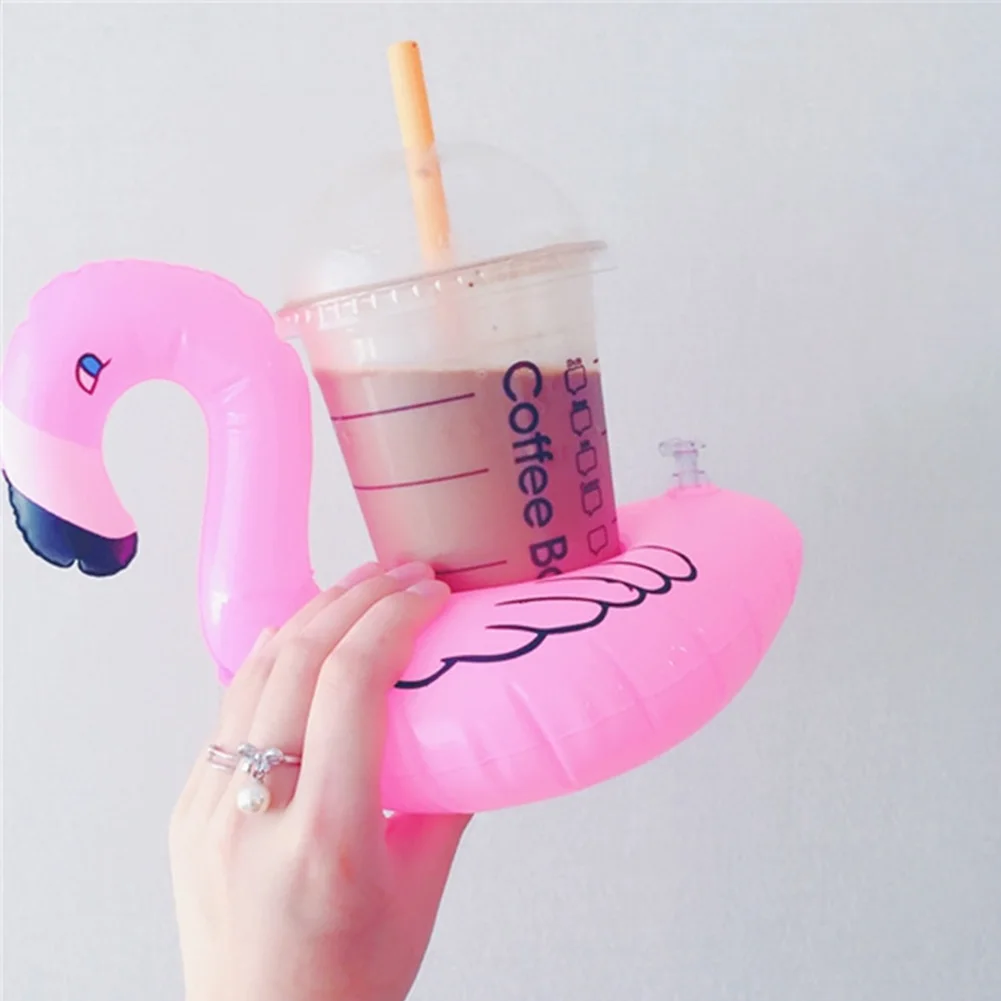 10/20 Pcs Tropical Flamingo Party Decoration Cup Holder Pvc Water Float Inflatable Drink Cup for Adults Pool Drinkware Tray Deco