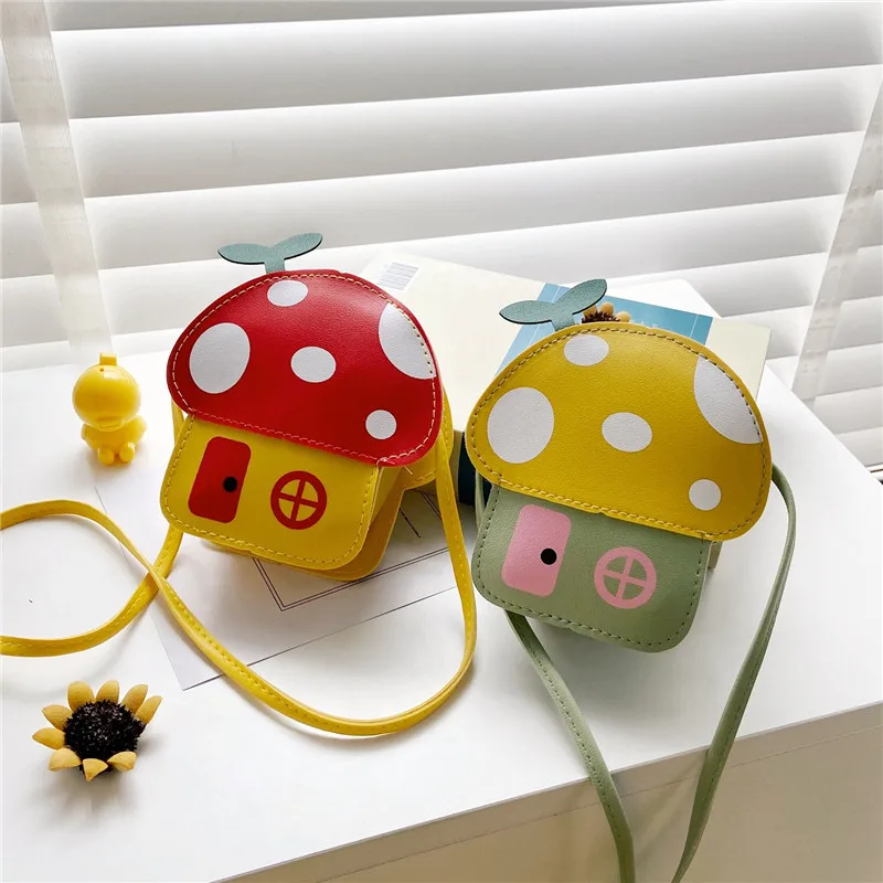 New Kids Messenger Bag Cute Cartoon Mushroom House Styling Coin Purse for Baby Girls Fashion Princess Shoulder Bag Girls Gifts