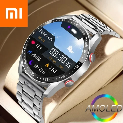 Xiaomi Bluetooth llamada reloj inteligente hombres láser salud presión arterial Fitnes relojes deportivos deportes impermeable Smartwatch + caja