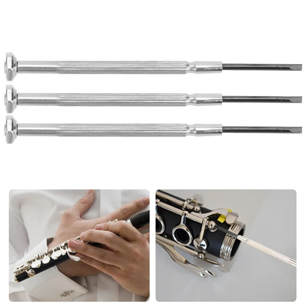 3pcs Silver Saxophone Screwdriver Metal Precision Wind Instrument Screwdriver Non-Slip Musical Instrument Accessories