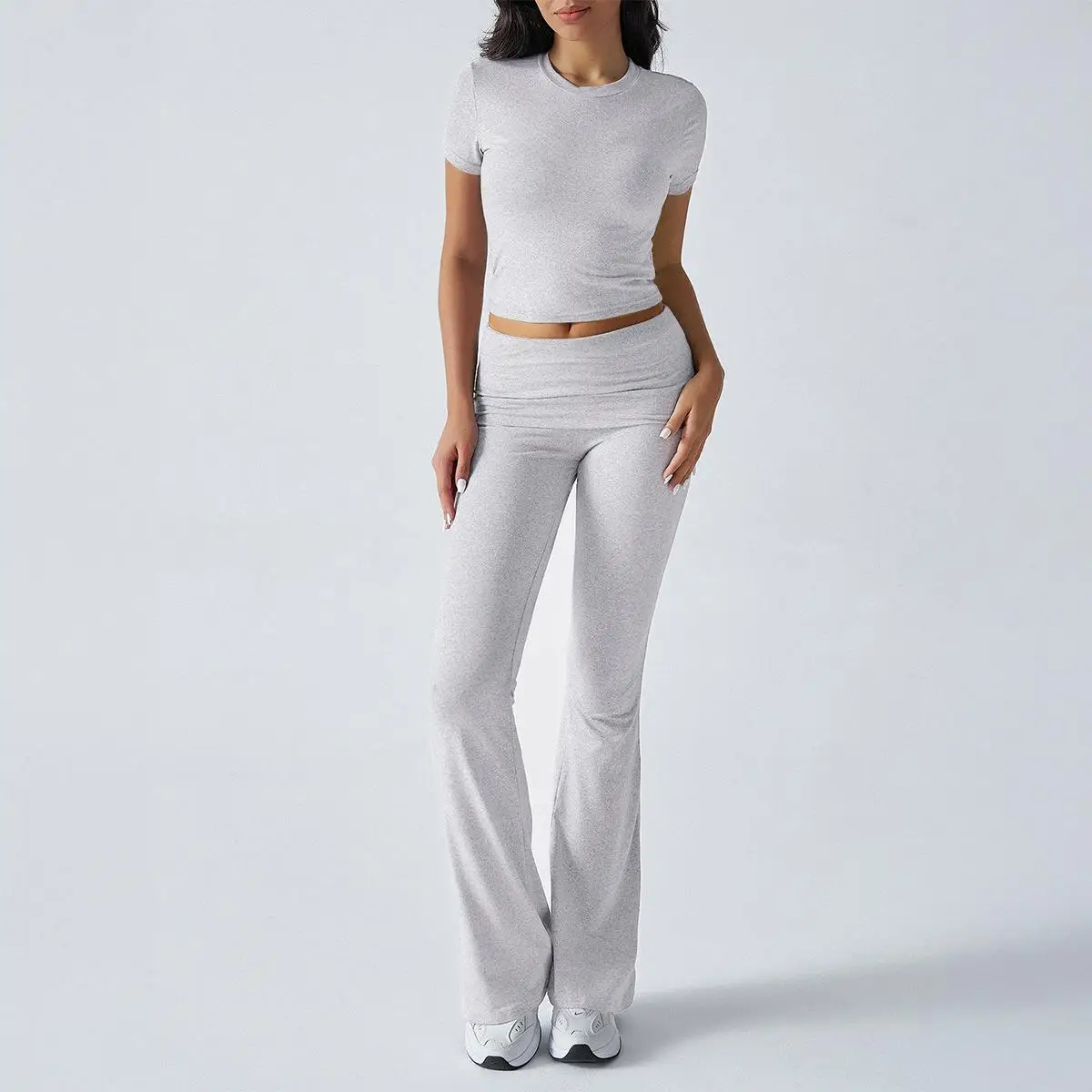Color puro ort Sve pantalones largos ajustados conjunto de primavera y verano para mujer pantalones casuales para ir al trabajo Sle cintura media-baja Material de PVC