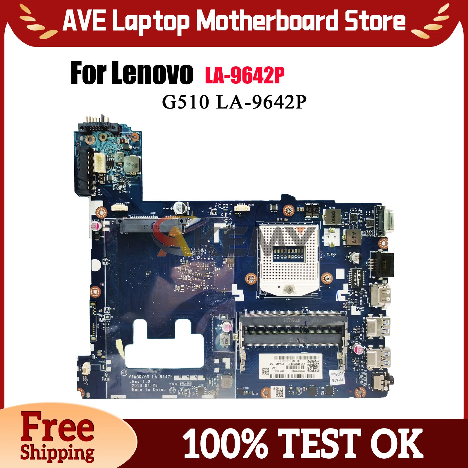 

LA-9642P For Lenovo Ideapad G510 Laptop Motherboard with HM86 DDR3 100% Fully Tested