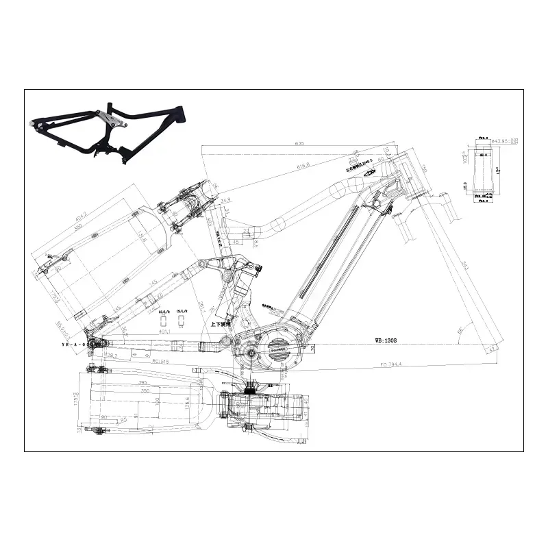 Aluminum Alloy Electric Mountain Bike Frame 36V 48V Suspension E-bike Chassis for BMX Easy Installation Lightweight Durable