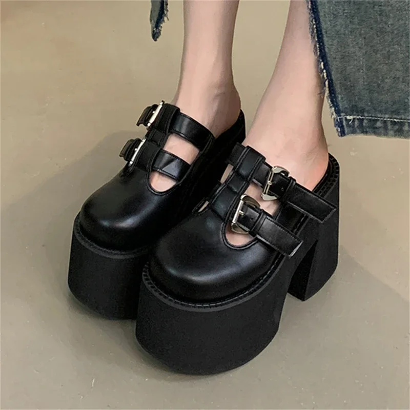 

Aneikeh/пикантные модные однотонные женские туфли на высоком каблуке на платформе с узким ремешком, вечерние туфли на пуговицах с поясом, женские туфли-лодочки