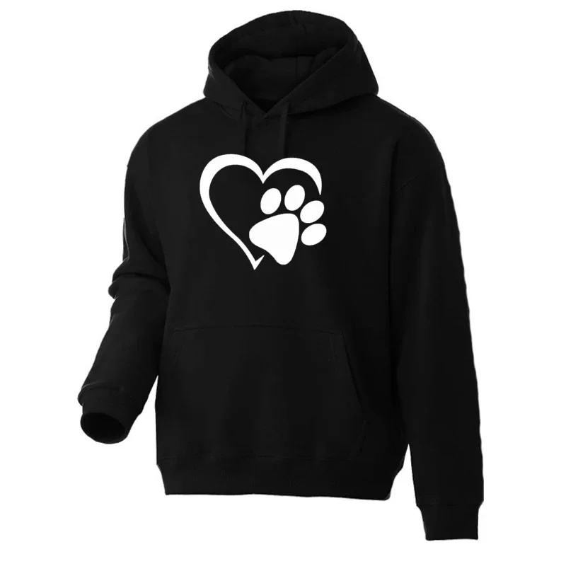 

New Cute Dog Paw and Heart Shape Print Hoodies men Women Casual Long Sleeve Hoodies Autumn Winter Pullovers Plus Size