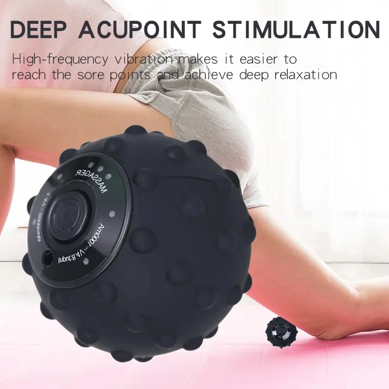 Vibrating Massage Ball 4Speed High-Intensity Fitness Yoga Massage Roller Relieving Muscle Tension Pain  Pressure Massaging Balls