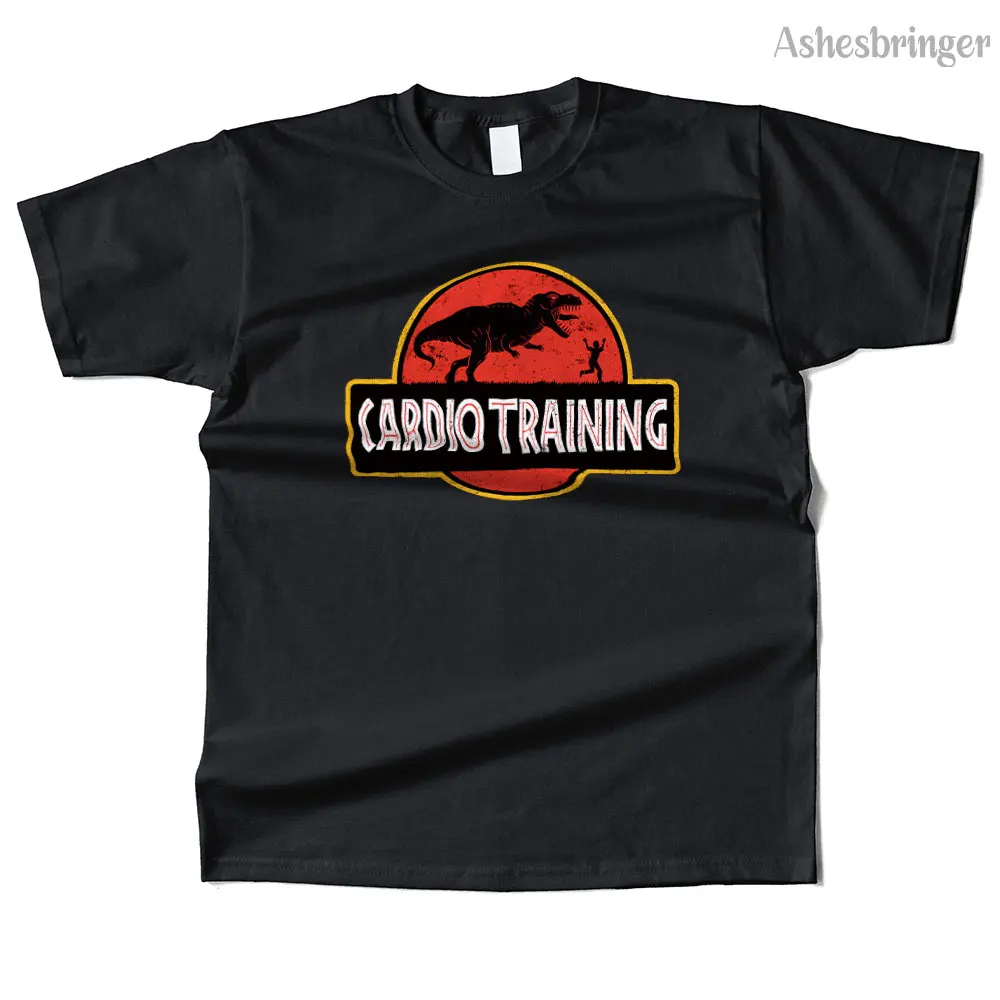 Mens Cotton T-rex Cardio Training Graphic High Quality T Shirt Street Casual Style Tee for Men and Women