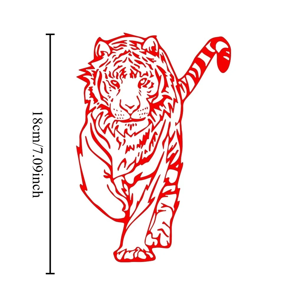 1Pc 2D Flat Walking Tiger Vinyl Sticker, Waterproof UV‑Resistant Decal for Car Motorcycle Cover Scratches Decor, Holiday Gift