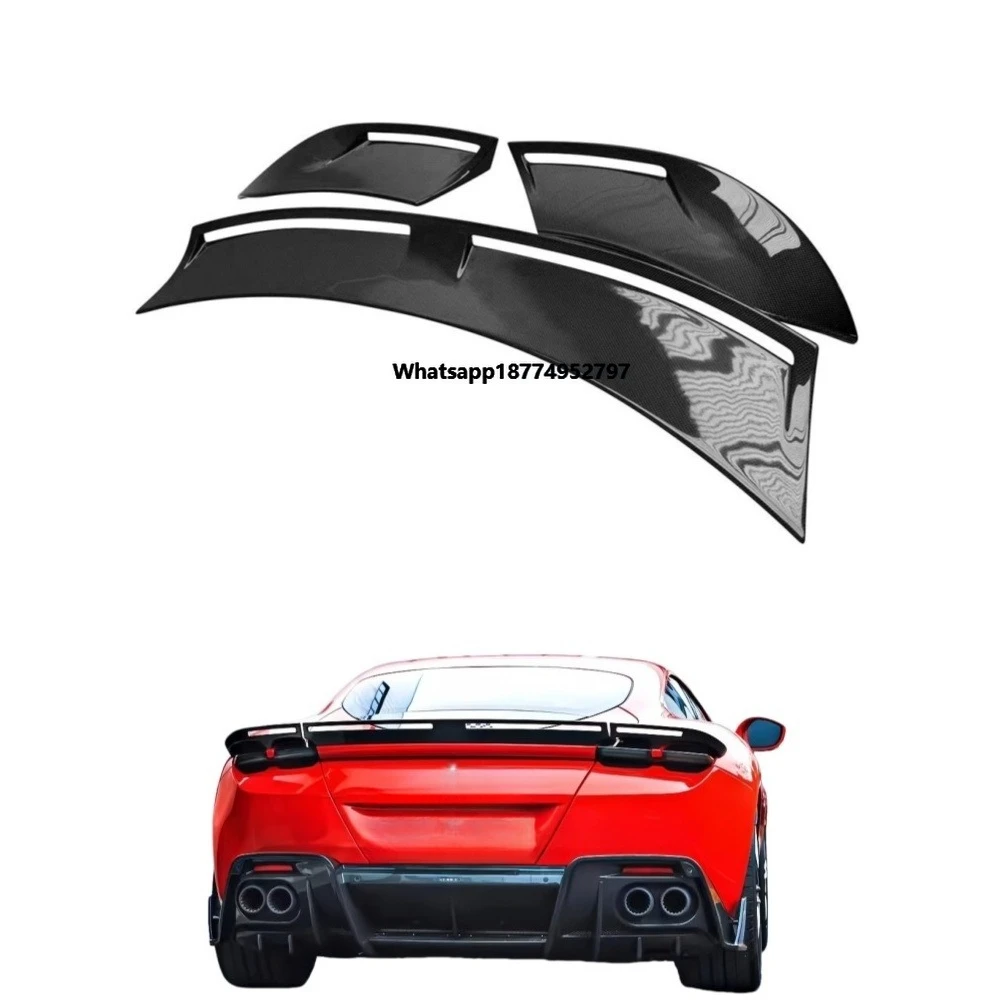 For  Modified M-style Dry Carbon Fiber Rear Spoiler, Three-stage Rear Spoiler Suitable for  Roma