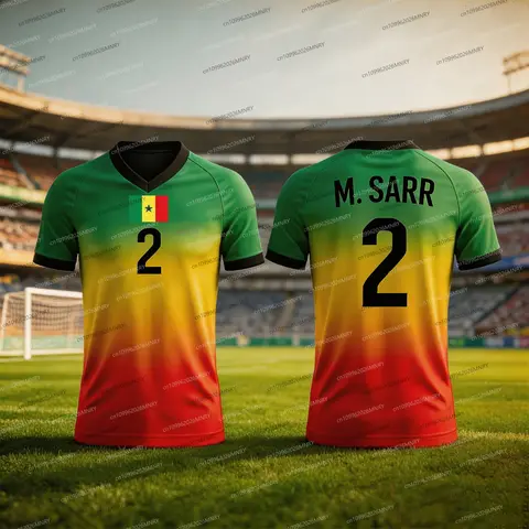 26 Senegal Flag Emblem Jersey Summer Men Jersey Sports Training Uniforms Jersey Breathable Quick Drying Fan Jersey Women Jersey