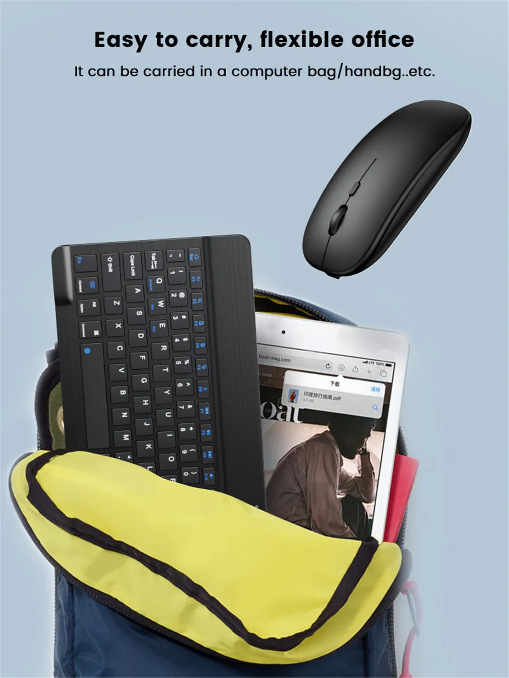 Teclado e Mouse Bluetooth Sem Fio, Mini Teclado, Espanhol e Russo, Telefone iPad, Tablet Samsung, Pro 11 Air, 2020