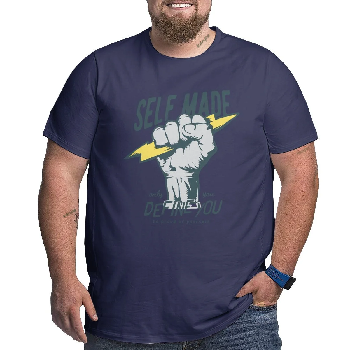 Navy Blue Graphic T Shirts for Big and Tall Men Cotton Short Sleeve Plus Size T-shirts High Street Top Tees Clothing XL-6XL