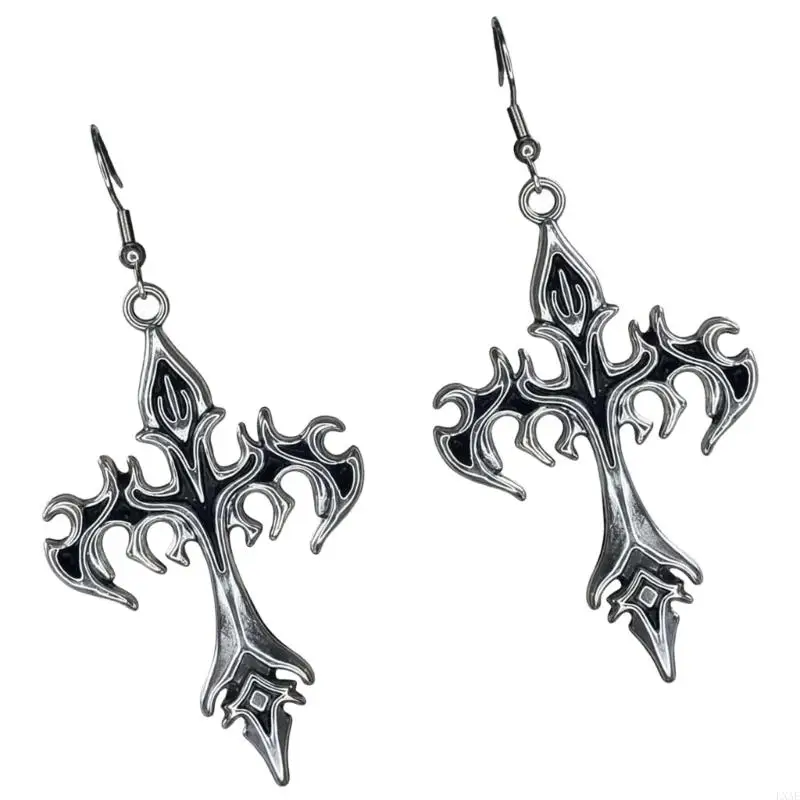  Gothic Flame Crosses Dangle Earrings Punk Rock Earrings Hip Hop Jewelry