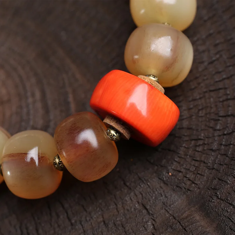 rams horns barrel beads strings single circle of cultural toys carved gourd coral accessories ethnic style Buddha beads