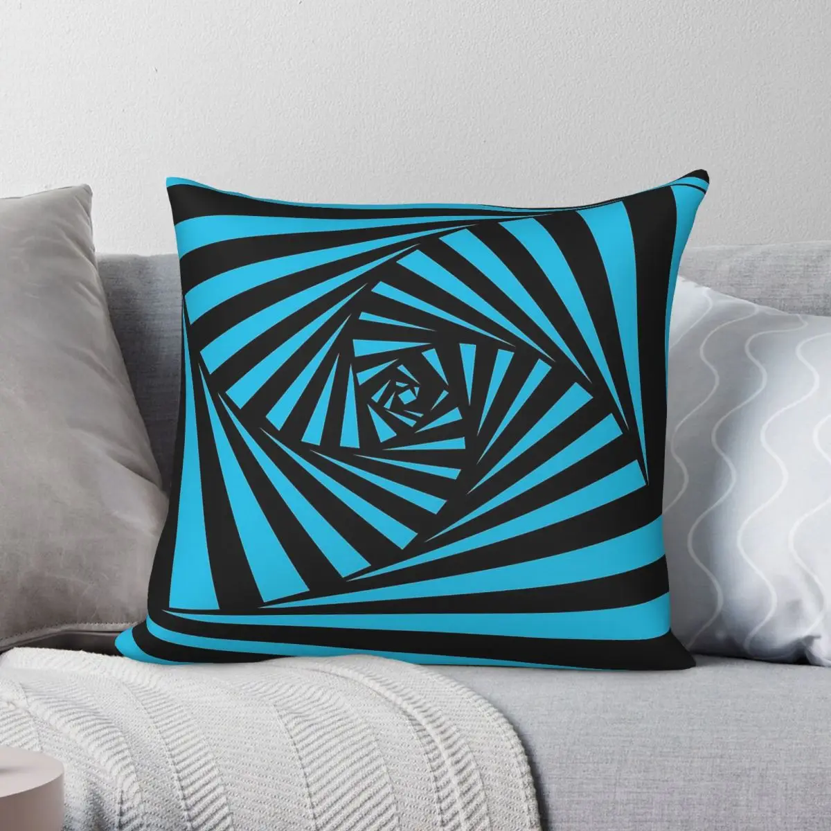 Capa de Almofada Quadrada Vision Gator Swirl em Poliéster, Linho e Veludo com Estampa e Zíper para Decoração de Casa - Atacado