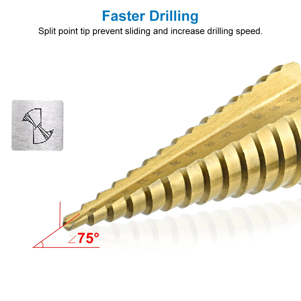 3 stuks stapboor HSS staal titanium kegelbit gat metaal cutter tool 4-12/20/32 boorset titanium gecoat staal stap snel