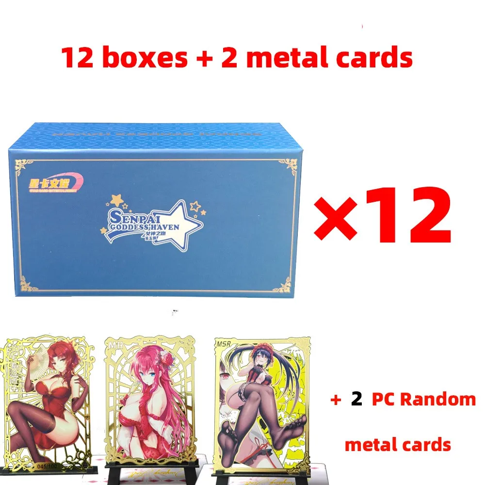 Wholesale 1 case Senpai Goddess Haven 5 Card Box Metal Card Booster Box Girl Party Swimsuit Bikini Anime Game Christmas Children