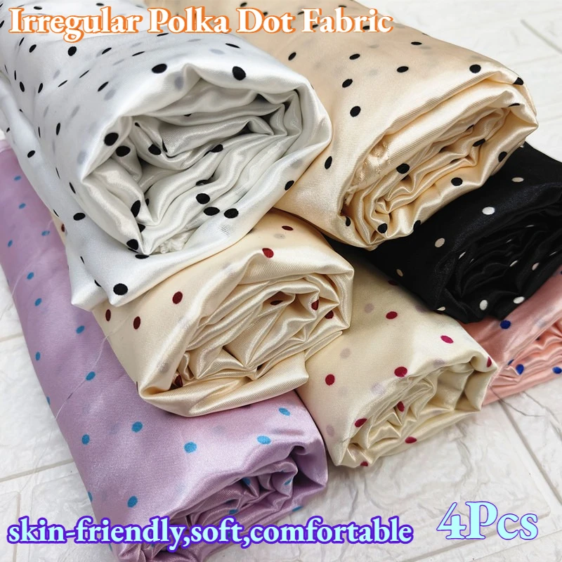 

Ткань с нерегулярным узором в горошек, глянцевый атлас, имитация шелка, гладкая блестящая модная ткань, наволочки, головные уборы, декор для дома, мягкие, 4 шт.