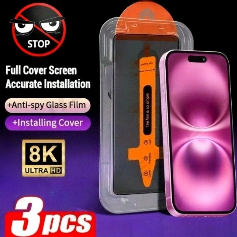 

3 шт. антишпионское закаленное стекло для iPhone 17 16 15 Pro Max 17 Air 16 15 14 Plus 14 13 12 11 Pro Защитная пленка для экрана без пыли