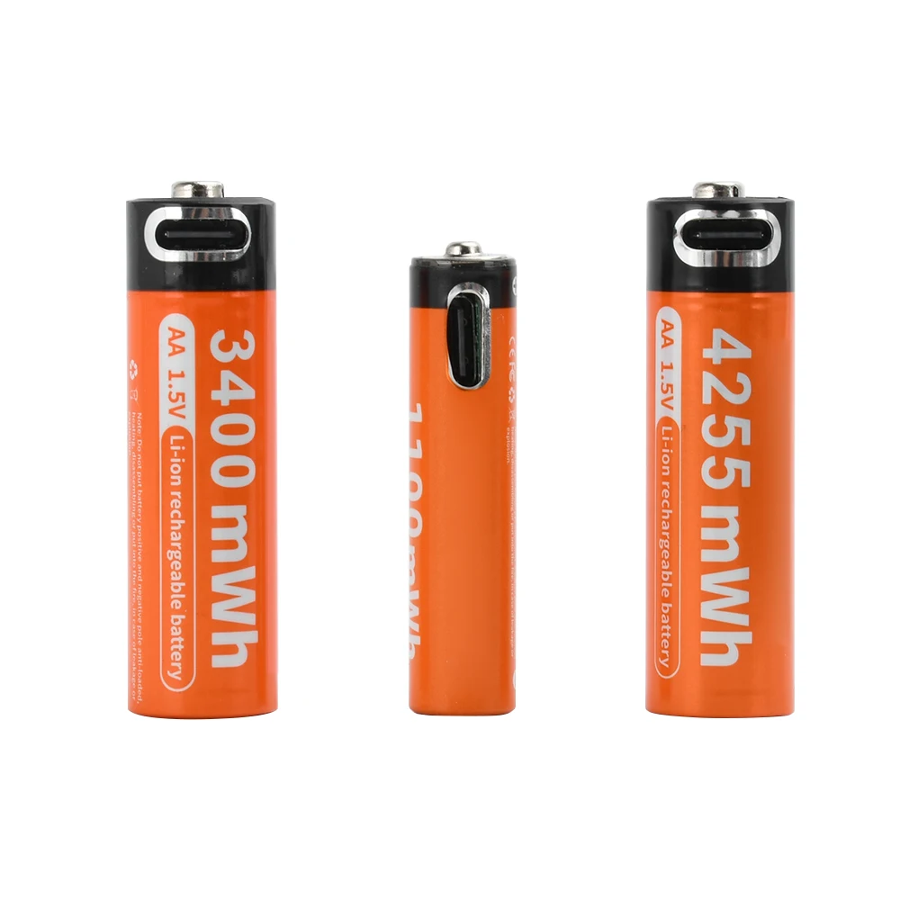 AAA AA USB بطارية قابلة للشحن Type-C 1.5 فولت بطاريات ليثيوم أيون للتحكم عن بعد ماوس مروحة صغيرة بطارية لعبة كهربائية