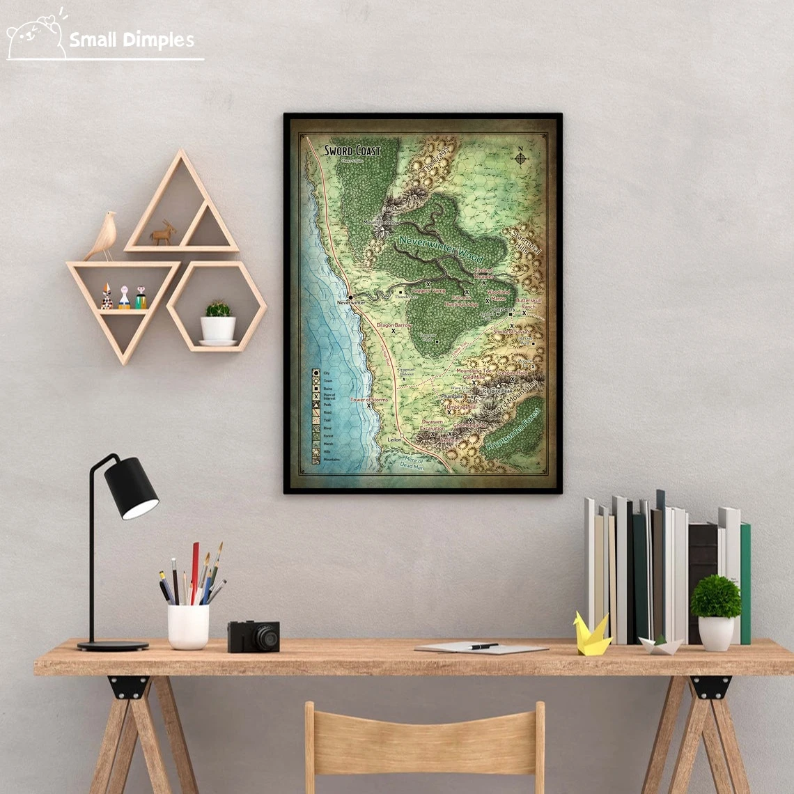 D & D Sword Coast Map Game Poster Canvas Art Print Home Decoration Wall Painting ( No Frame )