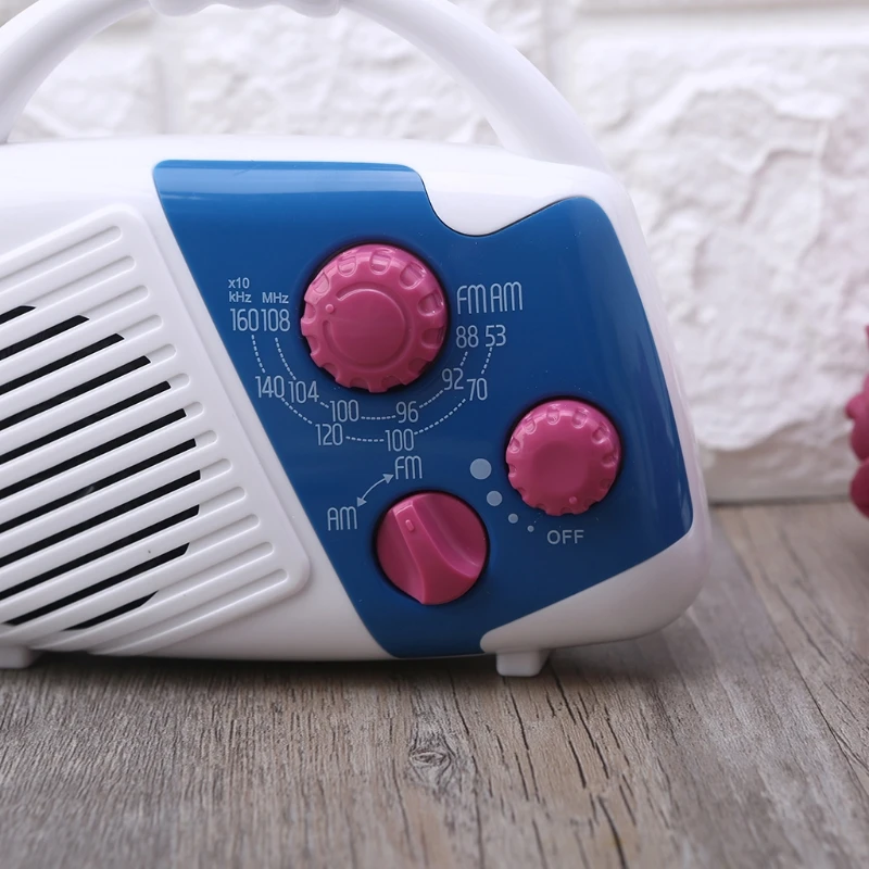 AM FM Shower Radio Speaker Top Handle Bathroom AA Battery Powered Mini Adjustable Volume Hanging Waterproof Portable