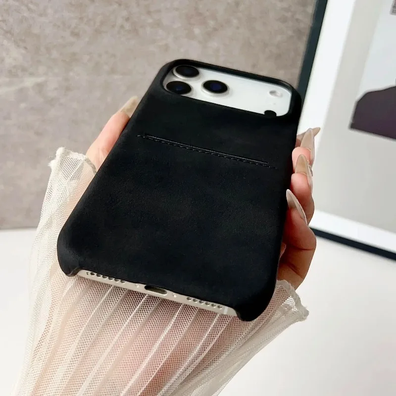 Casing Kulit PU Motif Anjing Lucu untuk iPhone 17 Pro Max Air 16 15 14 13 12 Plus, Slot Kartu, Klip, Anti Benturan, Hard Cover