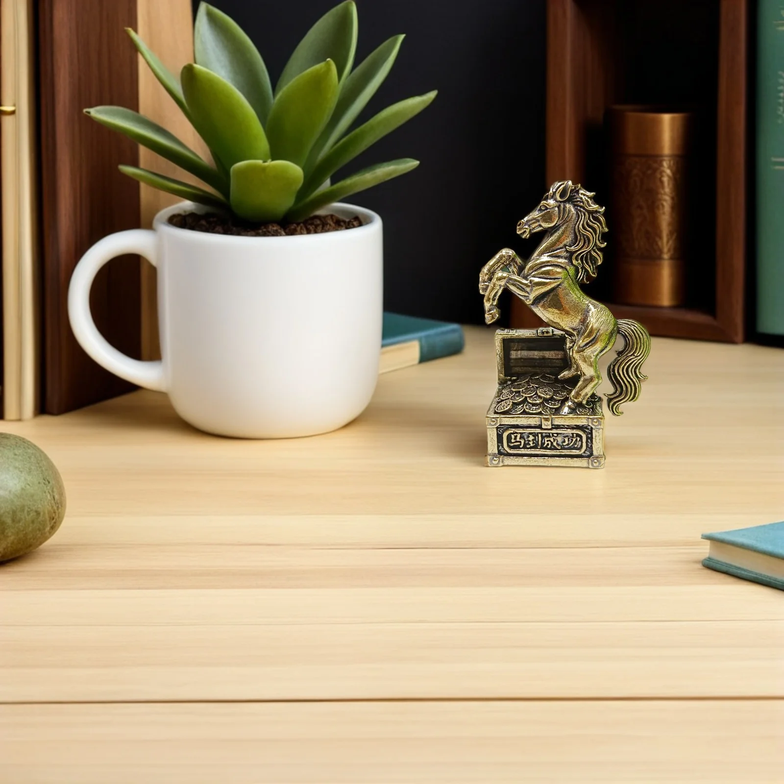 

Galloping Horse Statue Brass Made Feng Shui Decor for Wealth and Success Ideal Desktop Ornament for Office Study Room Decor