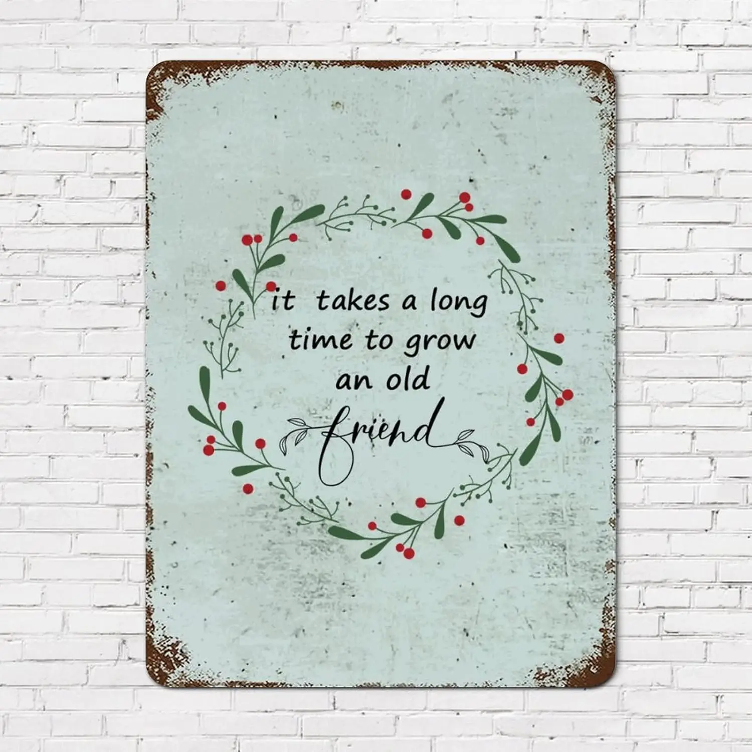 Scripture Verses Metal Tin Retro Signs Motivational Quote Friendship It Takes a Long Time to Grow an Old Friends Aluminum