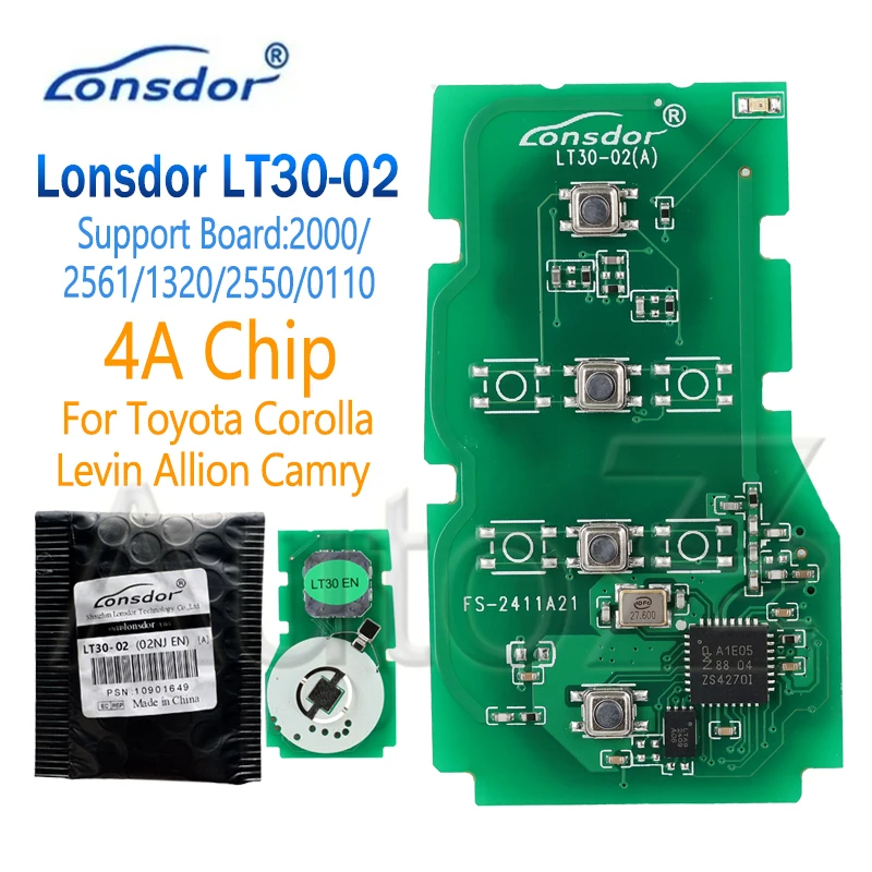 Lonsdor LT30-02 Smart Key Fob PCB 4A Universal for Toyota Work with KH100+  K518 Series Support Board 2561/1320/2550/0110/2000