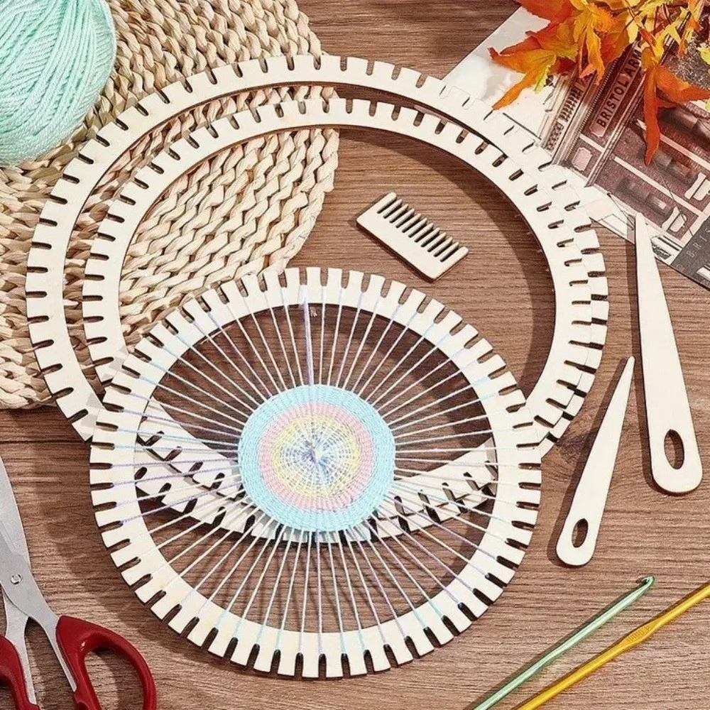 

Versatile Wooden Weaving Loom Kit Traditional Weaving Comb Circular Gear Weaving Art Crafts Modular Design