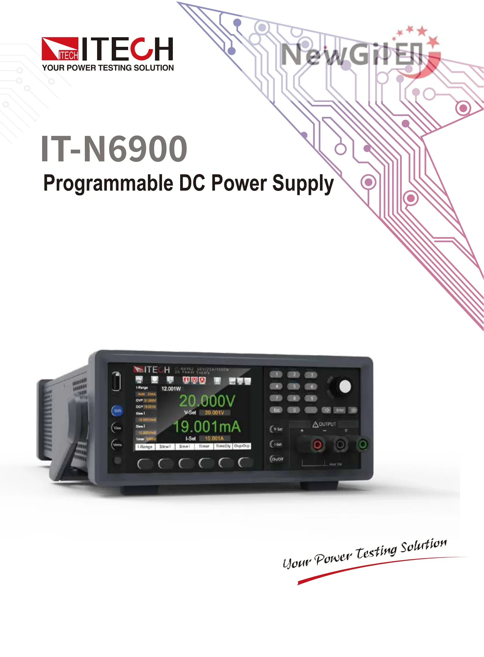 

ITECH IT-N6952 IT-N6962 IT-N6953 IT-N6963 Программируемый источник питания постоянного тока 60 В, 150 В, 850 Вт и 1500 Вт, выход