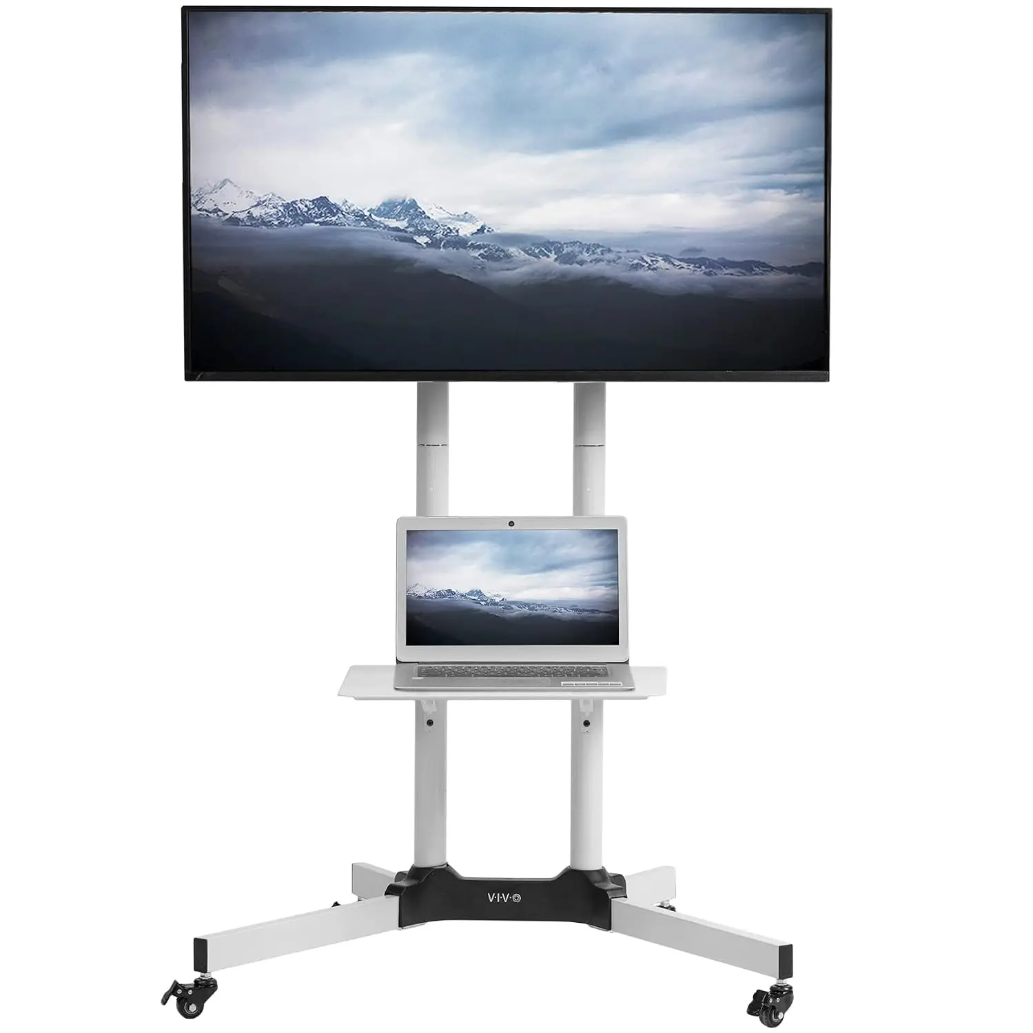 Mobile TV Cart for 32 to 83 inch Screens up to 110 lbs, LCD LED OLED 4K Smart Flat and Curved Panels, Rolling Stand