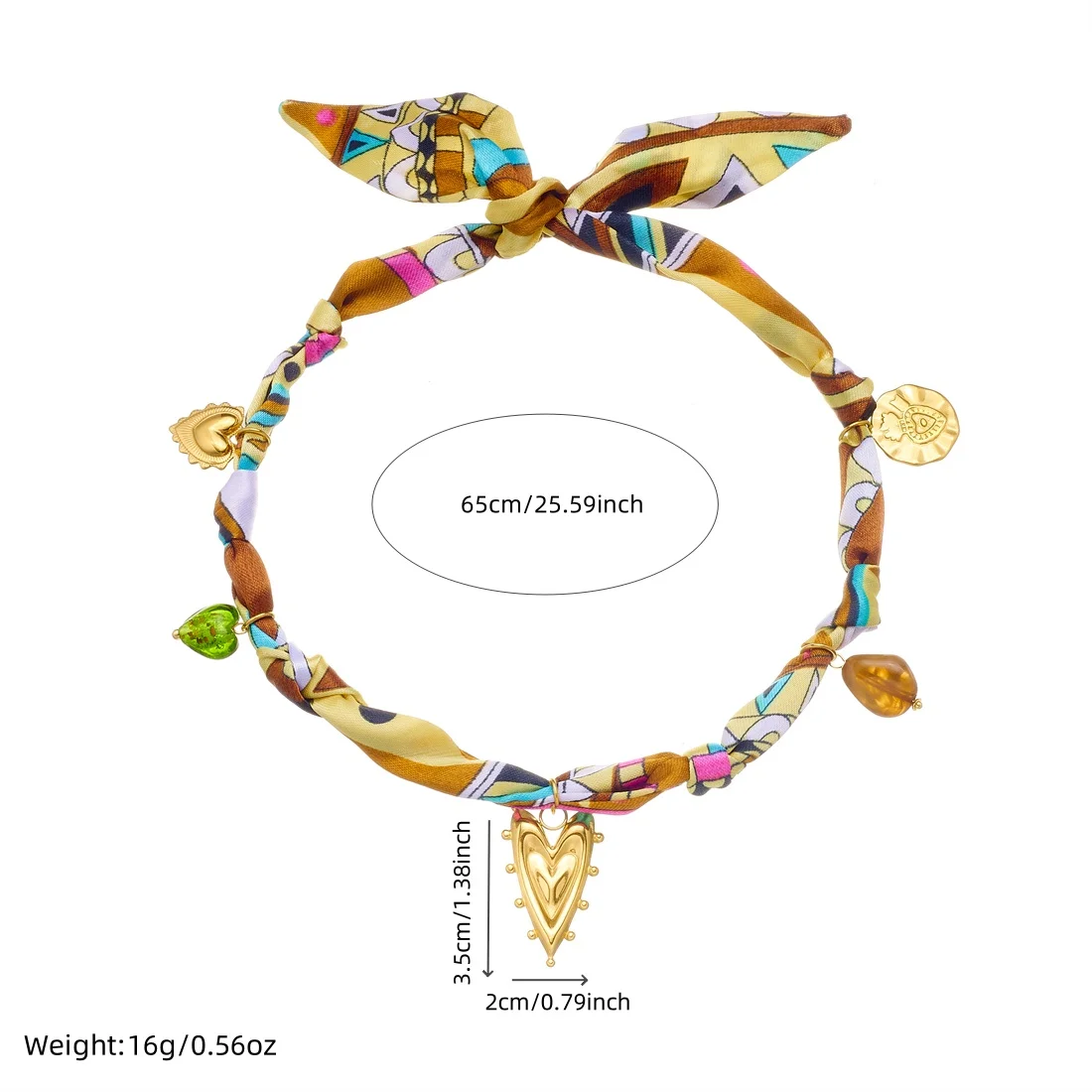 DIEYURO 316L Stainless Steel Golden Design Sense Irregular Heart Pendant Colored Ribbon Necklace Lady Fashion Neck Chain Jewelry
