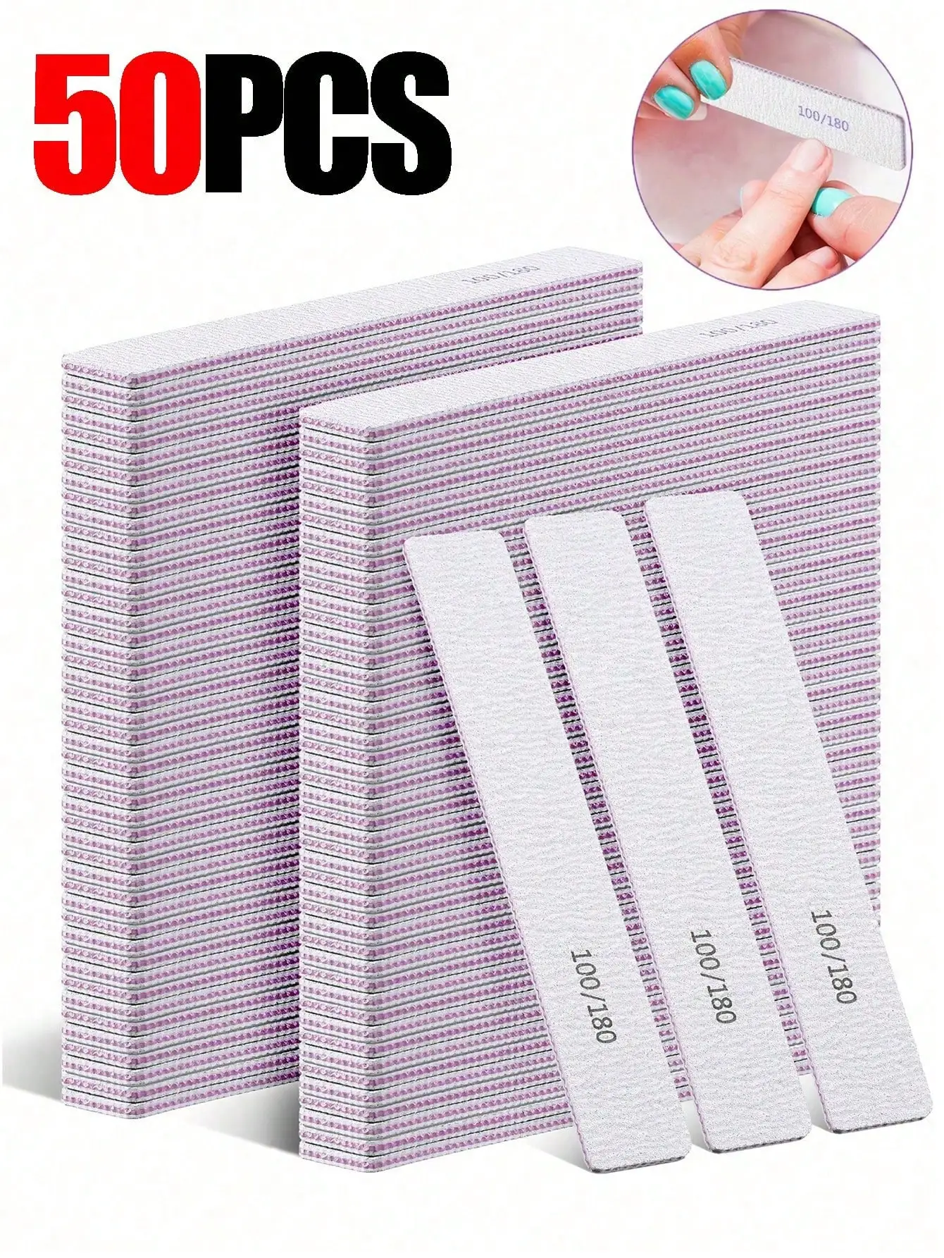 50pcs/25pcs/5pcs/1pc Nail Files, Double-Sided Nail Buffers, Professional Nail Care Tools For DIY Nail Shaping, Polishing, Buffin