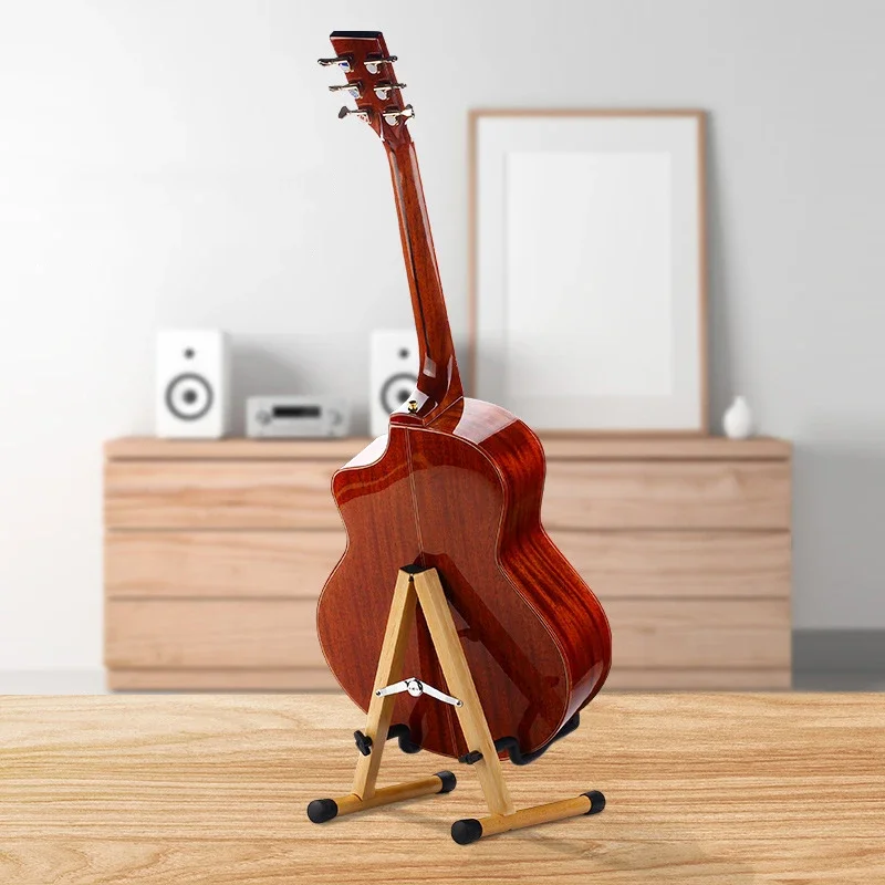 Solid Wood Guitar Stand High-quality Beech Wood Folk Classical Guitar Stand Vertical Household Bass Stand Non-slip Foldable