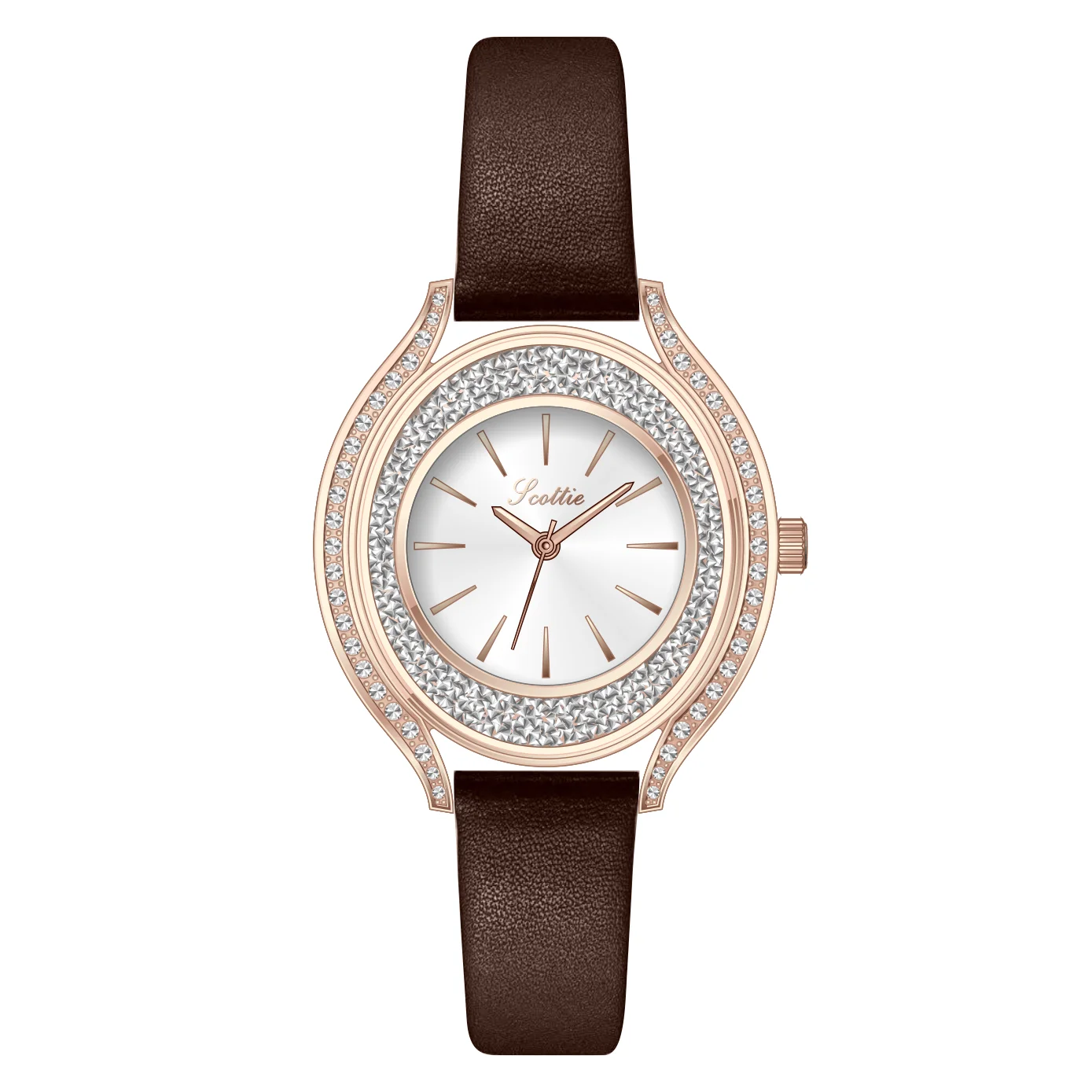 Rhinestone Women\'s Jewelry Watches Vintage Oval Simple Party Dress Watches Quartz Watches Leather