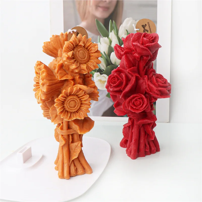 

Rose Sunflower Flower Pot Silicone Mold Gypsum form DIY Handmade Plaster Candle Ornaments Handicrafts Mold Hand Gift Making Tool