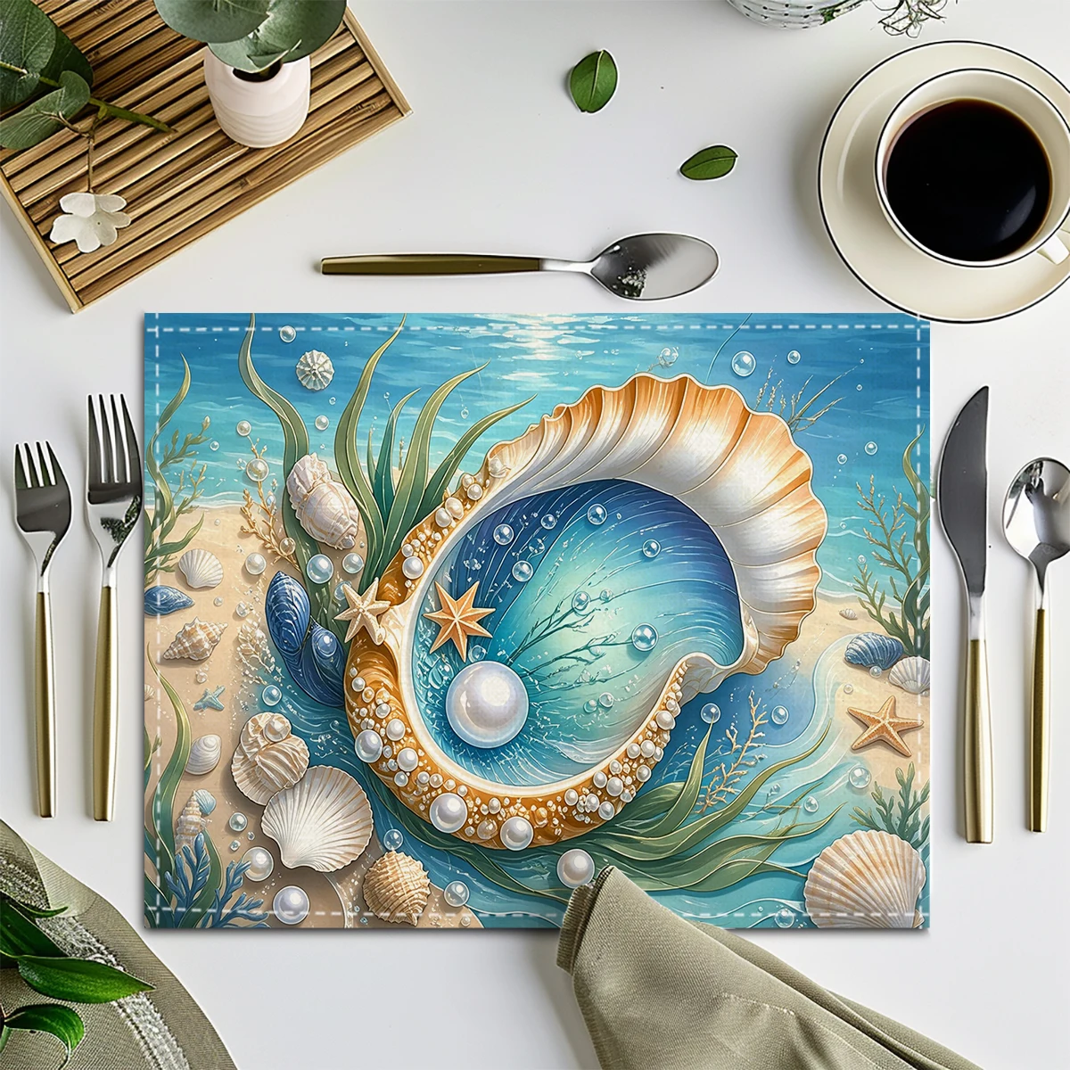 Vivid Underwater Coral Fish Pattern Polyester Placemat - Coastal Themed Decorative Table Mat, Ideal for Daily Dining Table Use