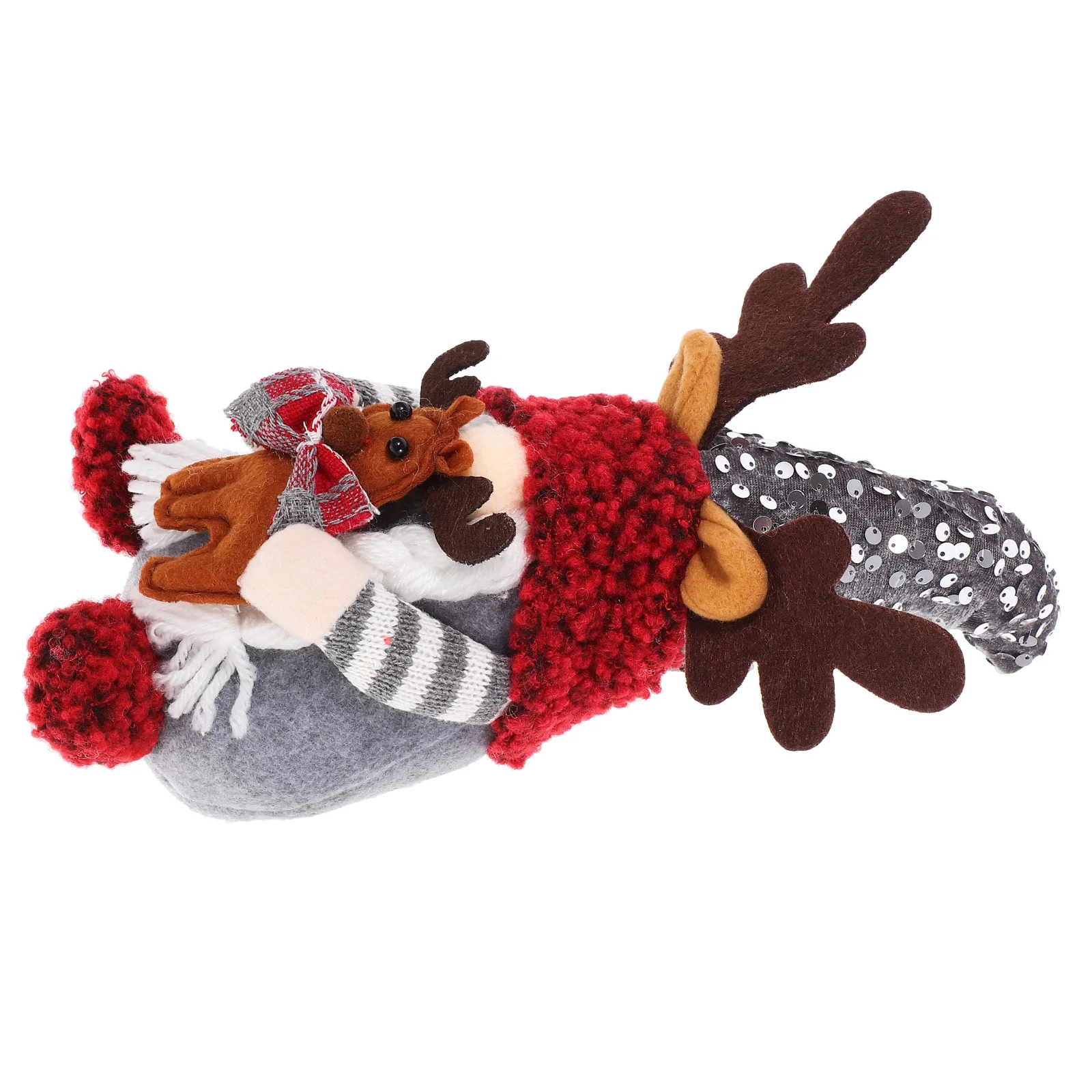 

Christmas Gnome Stuffed Sequin Pointed Hat Sitting Posture Adorable Decorative Figure for Desktop Window Fireplace Holiday