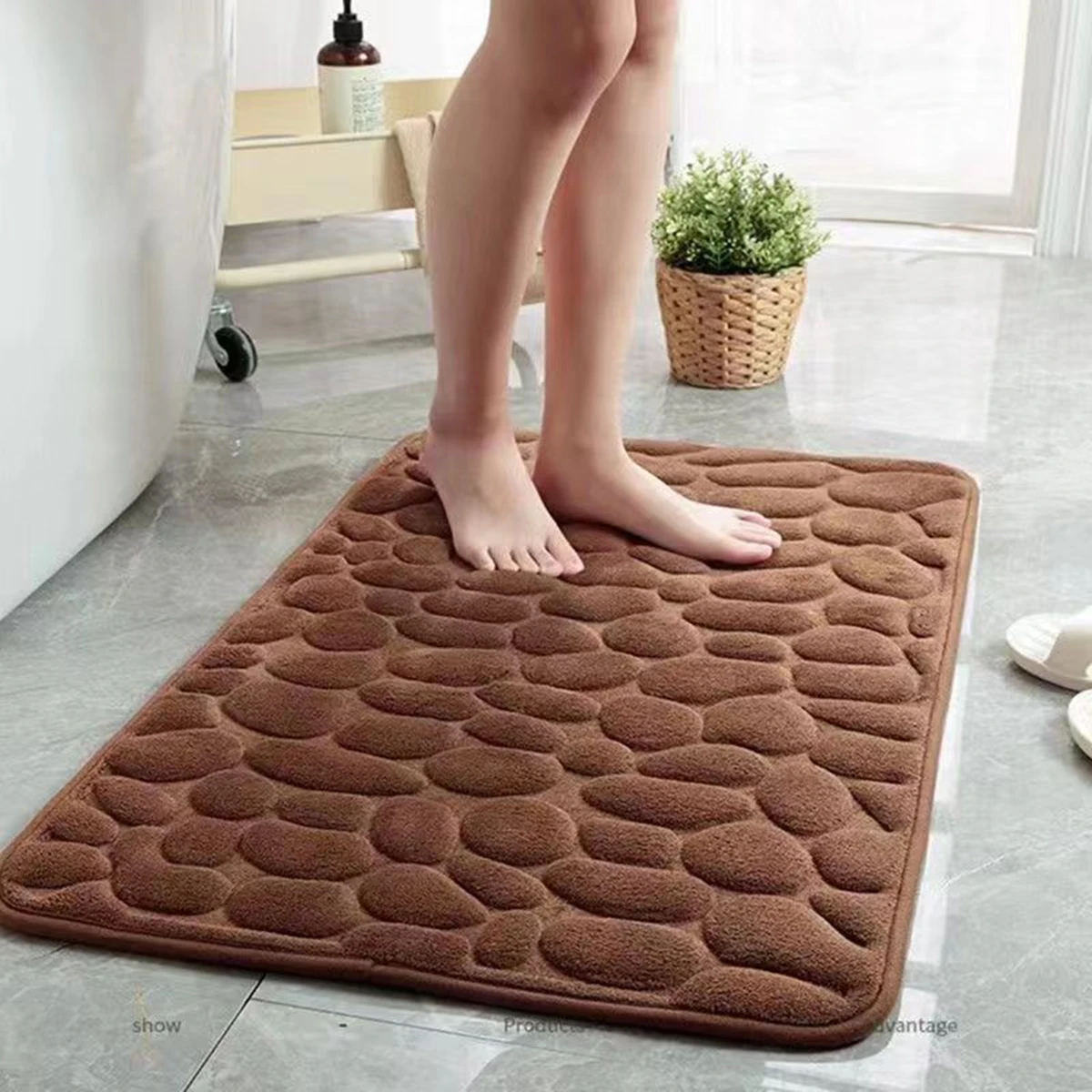 3d Antislip Badmat Badmatten Absorberend Deurmat Tapijt Geplaveide Deur Met Reliëf Vloermatten Machine Wasbaar Sneldrogend - afbeelding 1