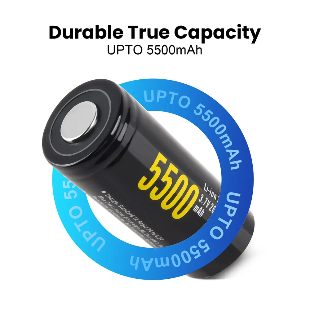 

26650 55A 5500mAh 3.7V Li-ion Rechargeable Battery For Flashlight Headlamp Remote Control Doorbell Gaming Device