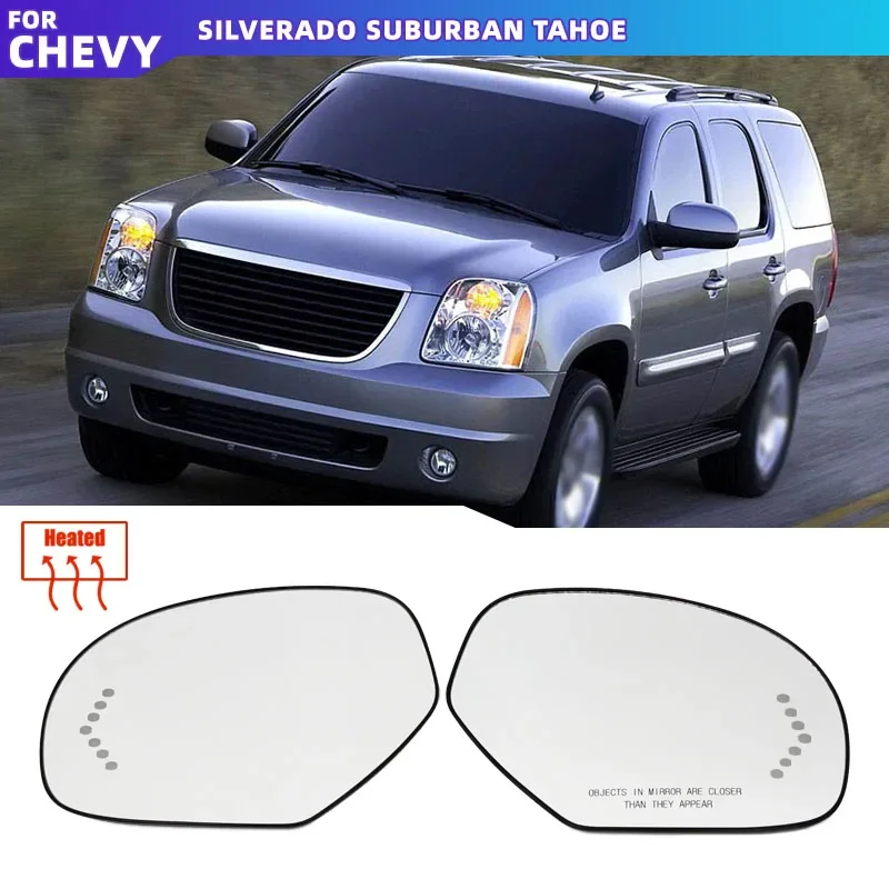 Side Wing Mirror Glass for Cadillac Escalade ESV Chevrolet Avalanche Silverado Suburban Tahoe GMC Yukon Left Right Heated Rear