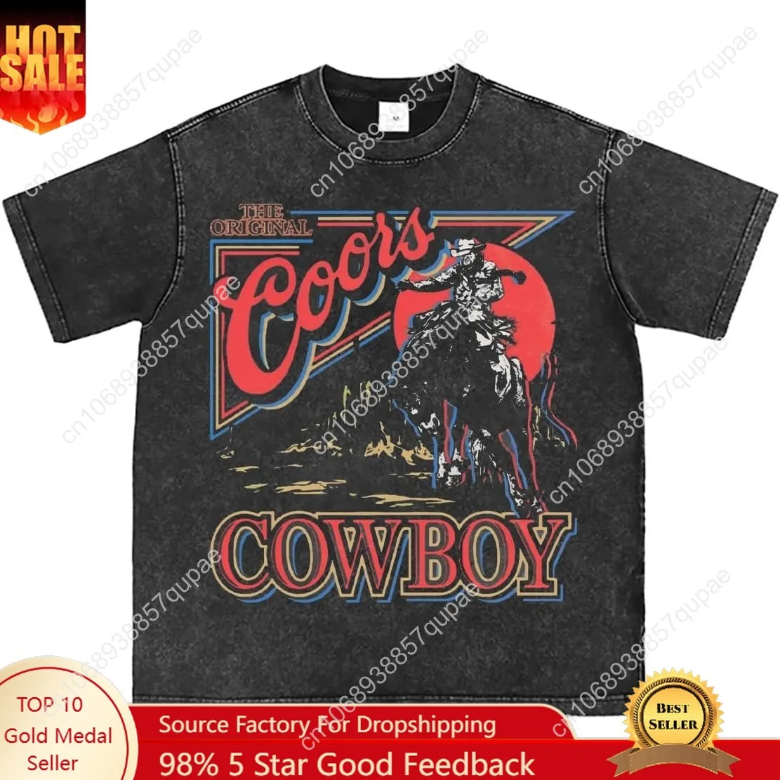 

Bellelement Cowboy Vintage Wash T-Shirt Cowboy Western Life Grahpic Shirt