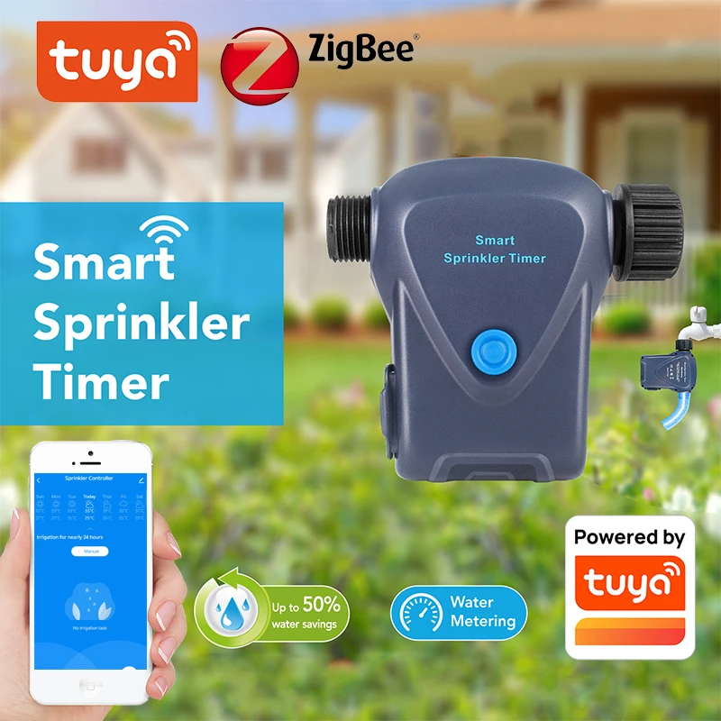 TUYA Smart ZIGBEE Garden Watering Timer Smart Sprinkler Drip Irrigation System Built-in Water Flow Recorder Water Controller APP