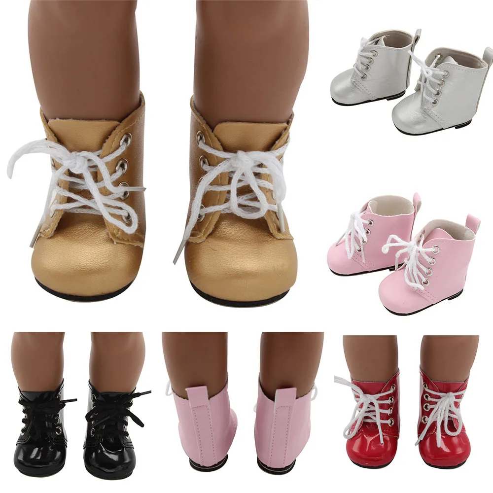 

7CM Doll Boots Handmade Doll Mini PU Shoes Fit for 18 Inch American&43CM Height Doll Accessories for Generation Girl`s Toy