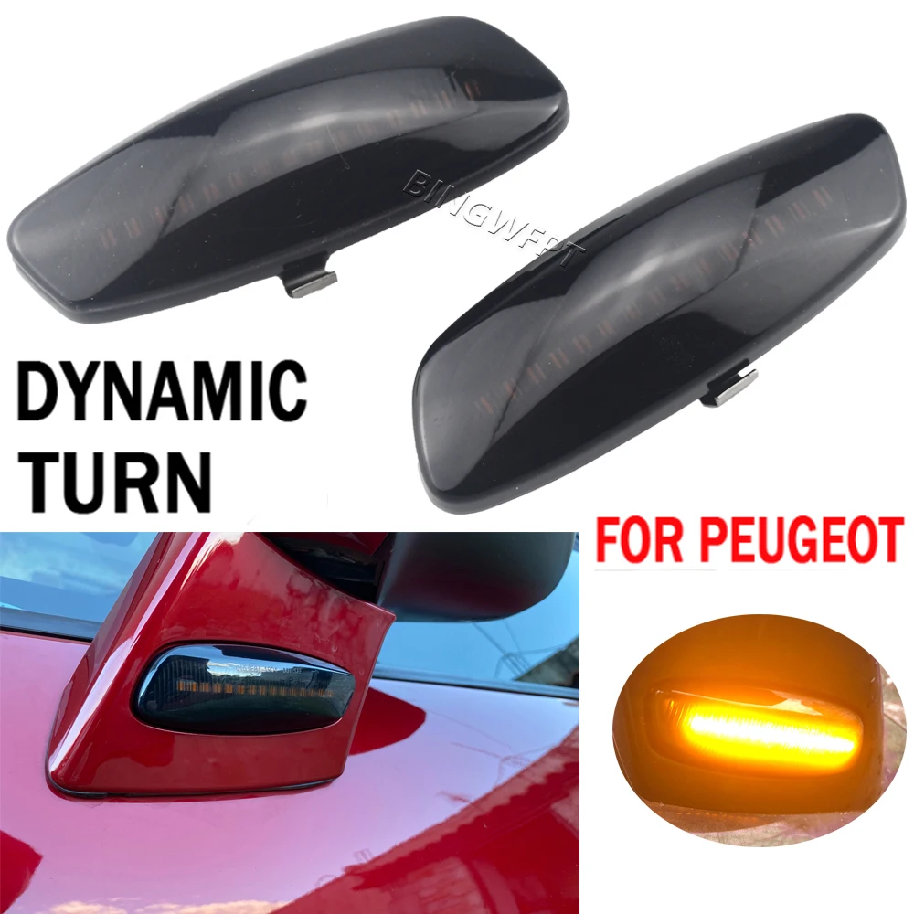 2X For Peugeot RCZ 2010-2019 For Peugeot 3008 5008 2009-2016 LED Dynamic Turn Signal Light Side Marker Lamp Blinker Car Amber