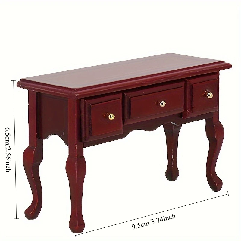 1 szt. Miniaturowy drewniany stolik boczny do domku dla lalek z szufladą, symulowany model, miniaturowa szafka do przechowywania, dekoracja, model mebla